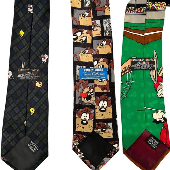 Vintage Looney Tunes Bugs Bunny Tazmanian Devil Men's Neck Ties Set (3) - Picture 2 of 5